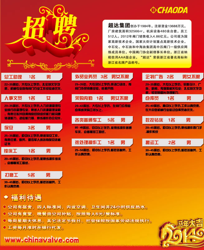 超達閥門集團招聘